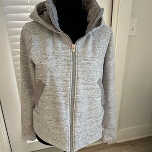 Athleta Heather Gray Hooded Fleece Jacket